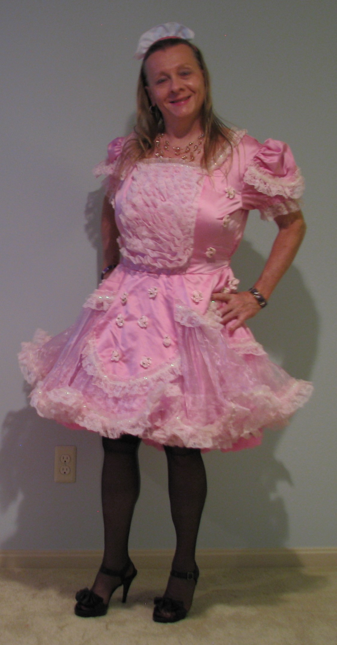 Chrisissy in Pink Sissy Maid dressed ready to serve 07